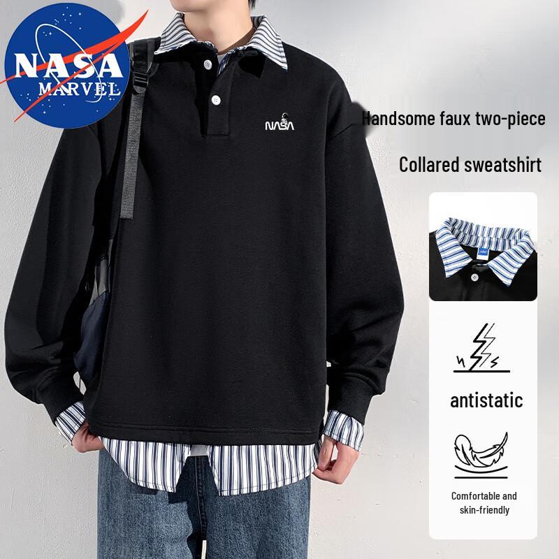 

NASA MARVEL Men s Faux Two-Piece Lapel Sweatshirt XL