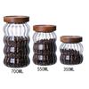 Kitchen High Borosilicate Glass Sealed jar Canister Glass Container Wood Lid Food Storage Jar Coffee Bean Wheaten Grain Oat Can