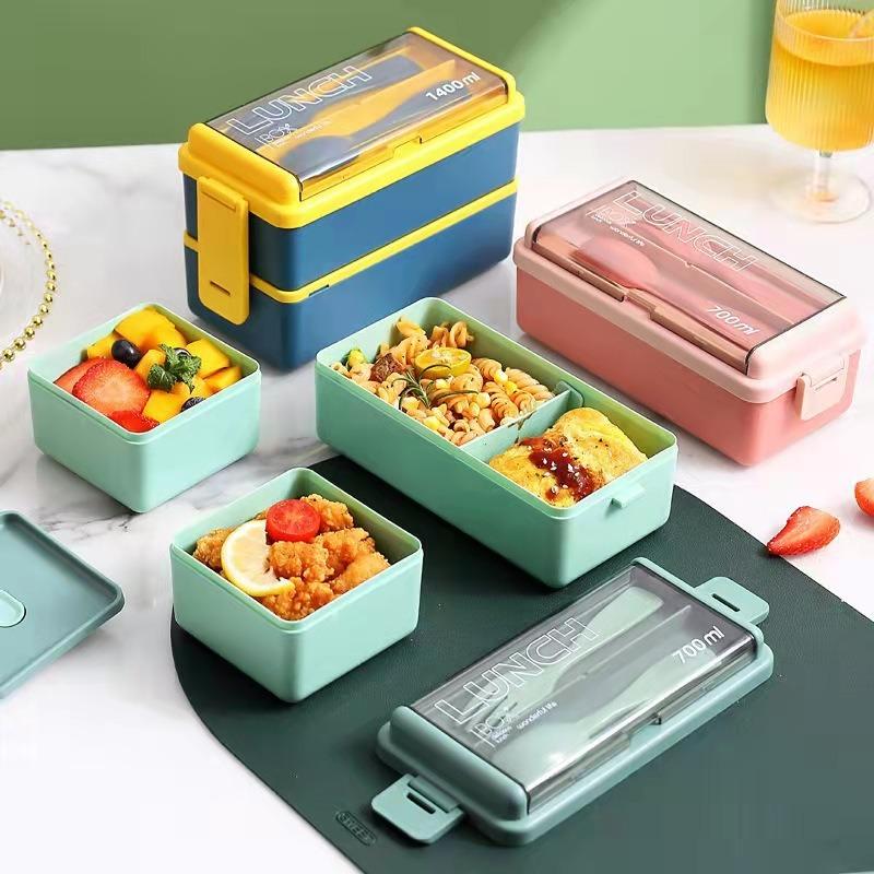 Double-layer Heated Lunch Box Plastic Lunch Box Office Worker's Non-cross-flavored Fruit Lunch Box