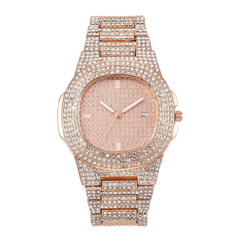 Montre Hip Hop Avec Strass Brillants Pour Homme Horloge De Luxe Cool Ceinture En Acier Glacé Design Sky Star