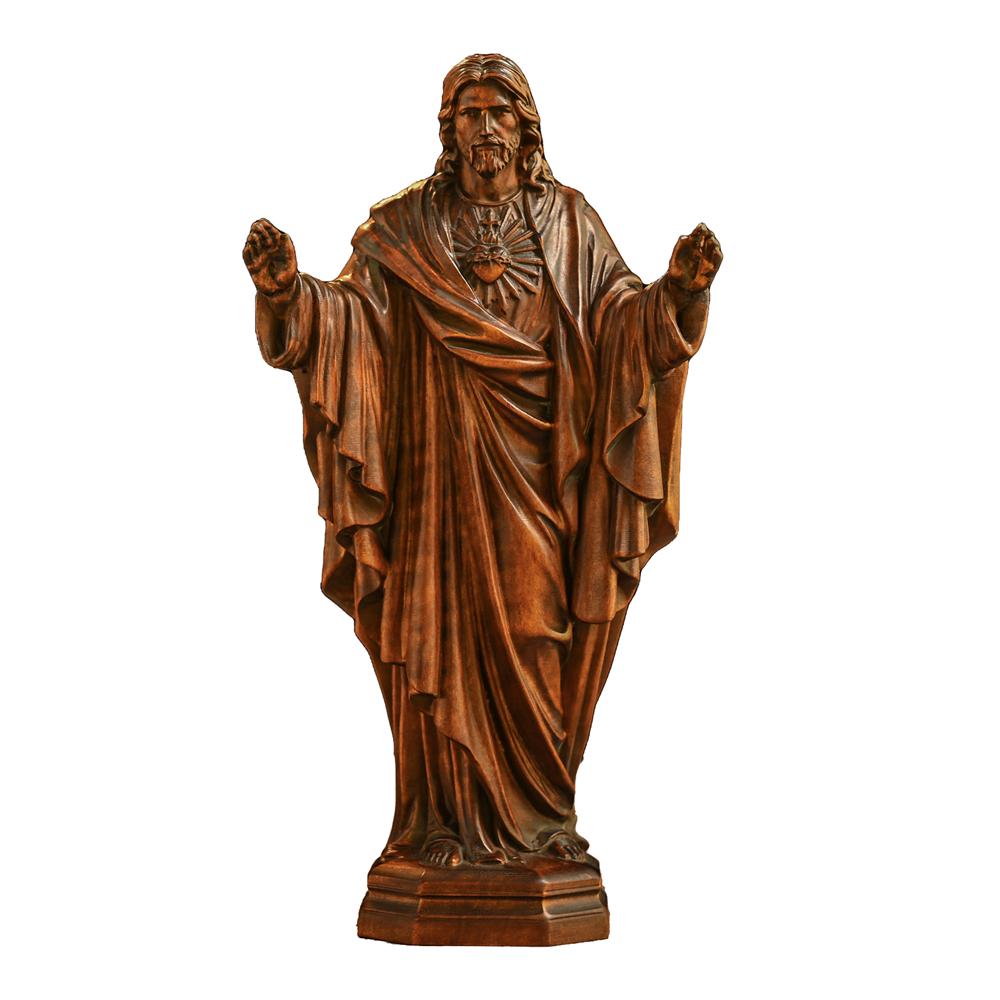 Vintage Wood Carving Heart of Jesus Hand Carved Tabletop Ornament Our Lord Jesus Sacred Heart