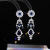 Ladies' light luxury design elegant water droplet tassel flower long earrings fashionable jewelry niche design earrings