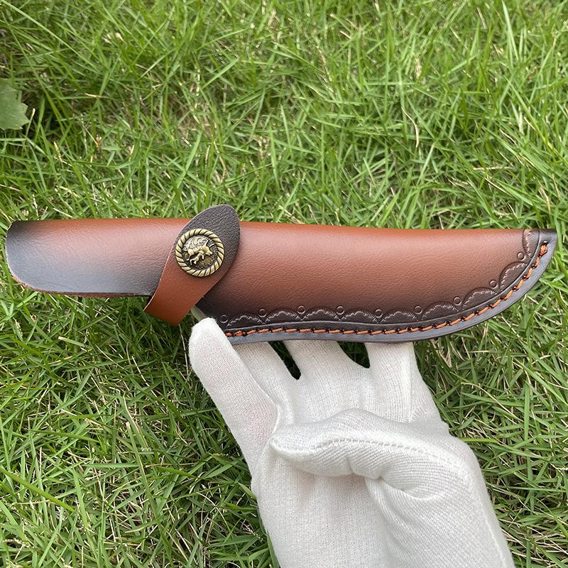 23 CM Fixed Blade Knife Straight Holder Cowhide Scabbard Knife Cover Leather Sheath Case Hunting Knife Holsters Belt Buckle
