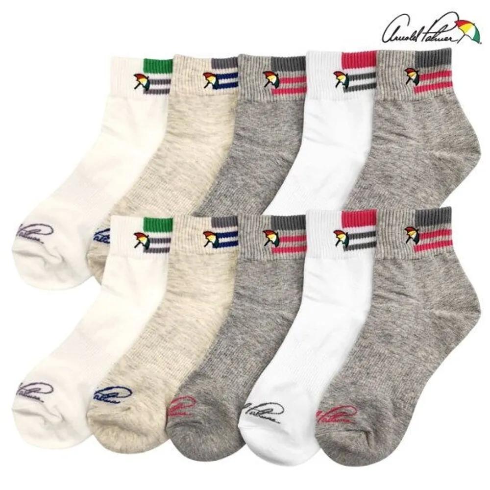 [Arnold Palmer] Women s Basic School Uniform Ringle Fashion Anti-Twist Ankle Socks 10-Pair Set Anti-twist socks-(5 5)