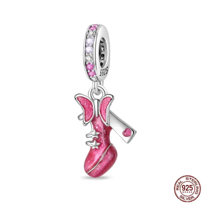 Suitable For Authentic Bracelets Skirt Princess Evening Dress Ballet Shoes High Heels Genuine Copper Charm Bead Elements Jewelry Creation Present
