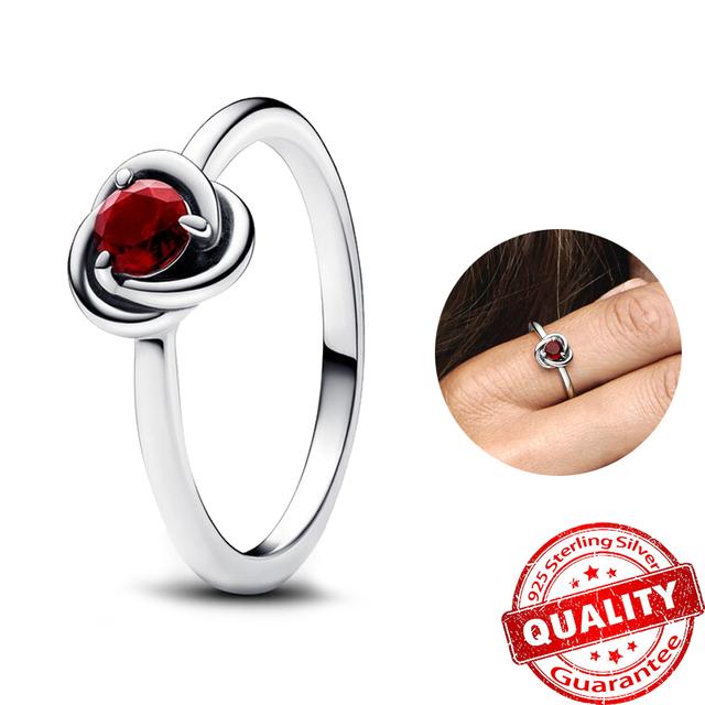 Neu S925 Sterling Silber Fingerring 12 Monat Birthstone Eternity Kreis Ringe Edlen Schmuck Geburtstagsgeschenk