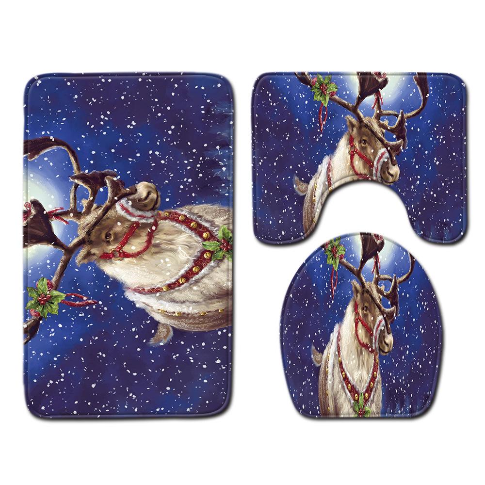 Weihnachts-Badezimmer-Bodenmatte Toilette Dreiteiliges Set
