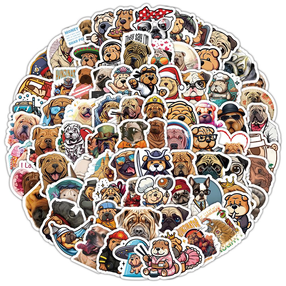100Pcs/Set Pug Mini Pets Dogs Stickers DIY Fashion Decals Stickers