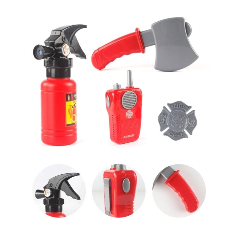 Halloween Fireman Costume Kids Fireman Ouftits Extinguisher Hatchets Washable Firefighter Dress Up Clothes for Role Play