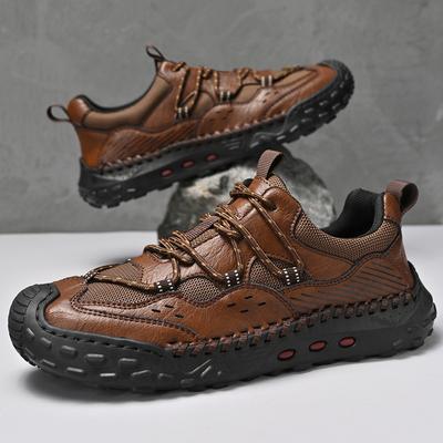 Podzimní/Zimní Pánské Boty z Pravé Kůže Trekové Boty Pánské Prodyšné Protiskluzové Outdoorové Sportovní Boty Trekové Boty