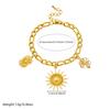 DIEYURO 316L Stainless Steel Golden Sun Totem Crystal Flower Pendant Necklace Bracelet Set Lady New Fashion Jewelry Glamorous