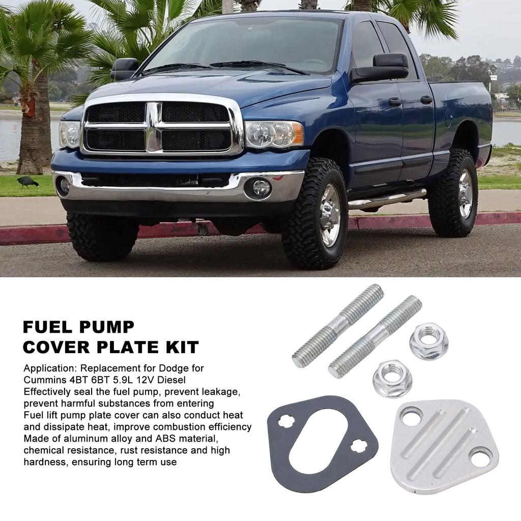 Fuel Pump Cover Plate Kit Stainless Steel Replacement for Cummins 4BT 6BT 5.9L 12V Diesel