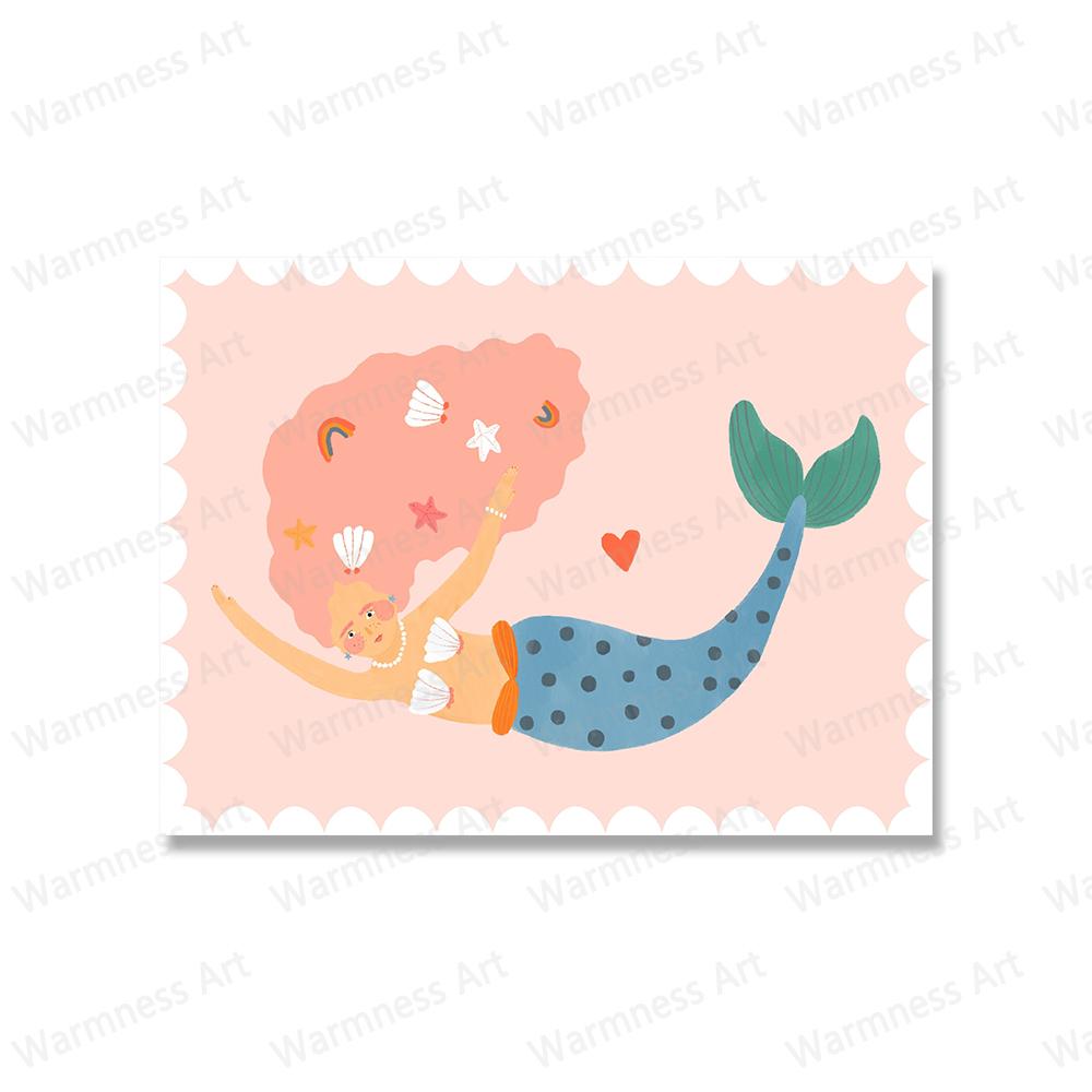 

Холст с цветочным принтом и русалкой, постеры для детской комнаты, настенный художественный принт, «Счастливый день, девушка, цитаты», картина для детской комнаты, домашний декор 21x30cm No Framed темно-синий