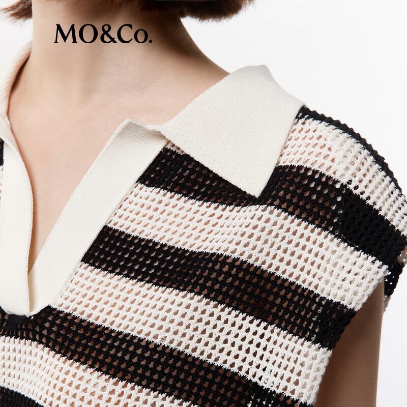 MO&Co. Women's Striped Polo Knit Top