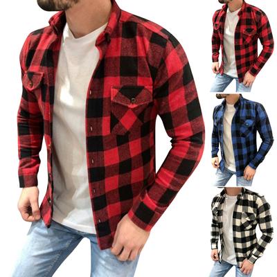 Erkek Günlük Moda Ekose Baskı Gevşek Kapşonlu Uzun Kollu Gömlek Üst Bluz