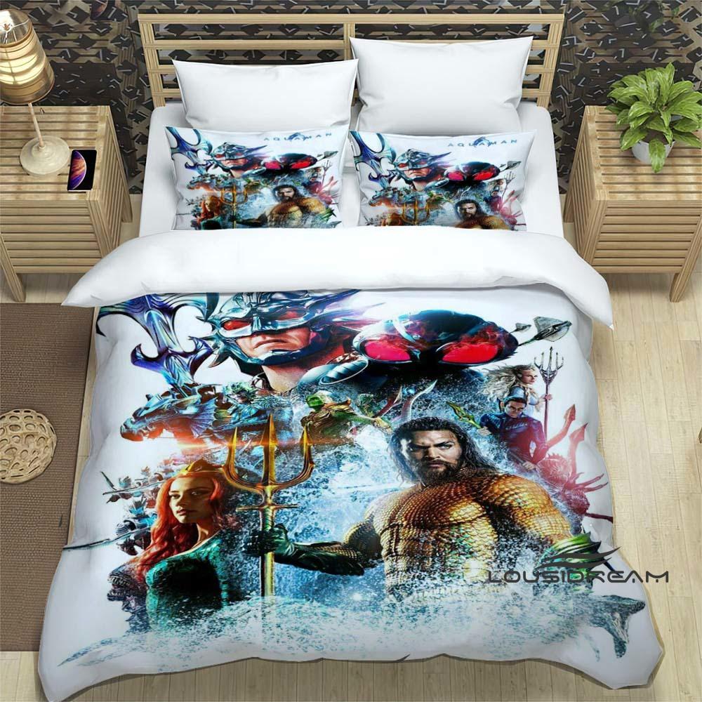 The *Aquaman* fantasy movie duvet cover and pillowcase bedding set is the perfect choice for decorating boys' and girls' bedroom