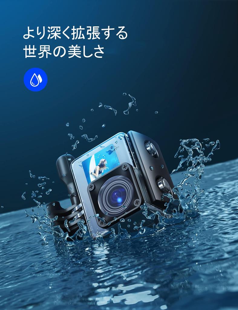 WOLFANG GA200 Action Camera with 4K 24MP Waterproof 40M EIS Image WiFi Adjustable Vlogging Camera Two and Accessory Mic, Dual-Screen Camera,