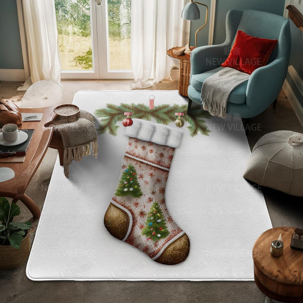 House Entrance Carpet Home Door Mat Living Room Bath Foot Bathroom Non-slip Water Absorption Rugs Bath Merry Christmas Winter