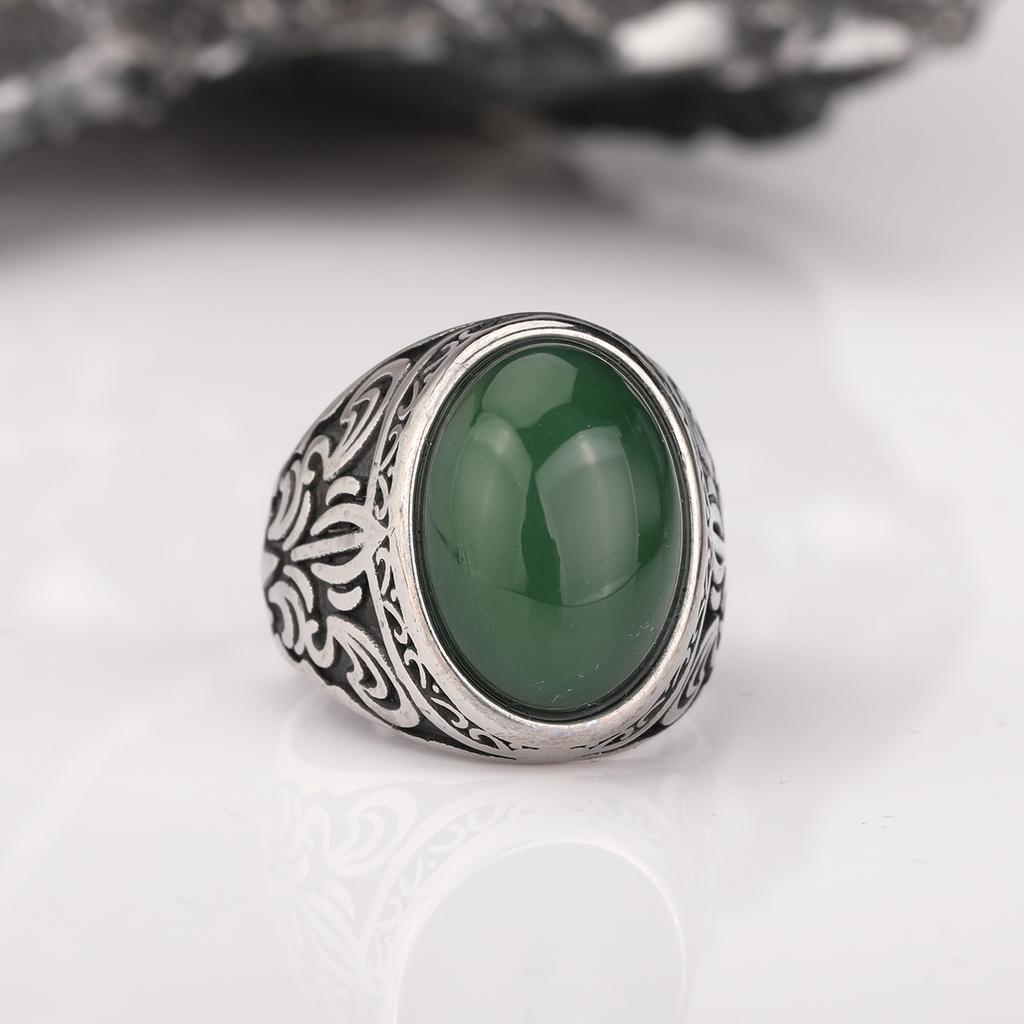 2026 NEW Men's 316L Stainless Steel Rings Vintage with Natural Stone Punk Fashion Jewelry for Male Anel Factory Direct Sales