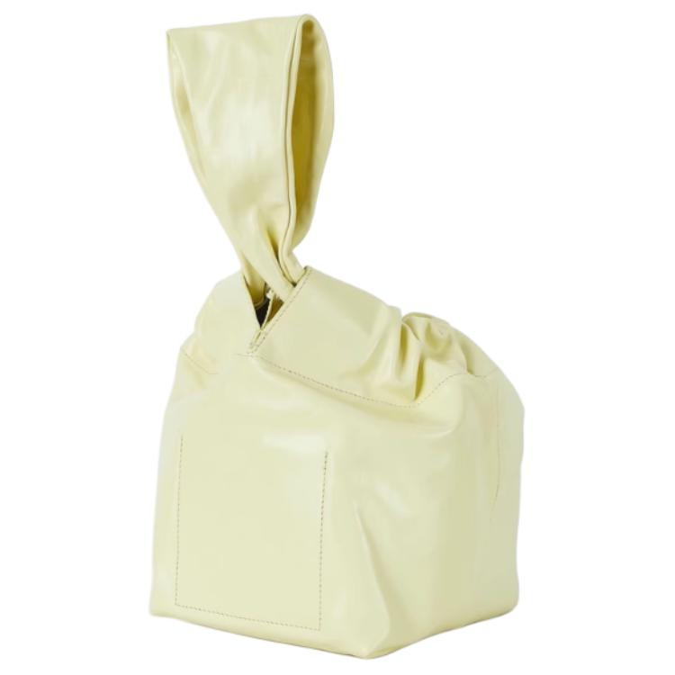 Jil Sander Solid Color Pleated Design Calfskin Tote Bag Medium Women handbags Yellow J07WD0070P5634742