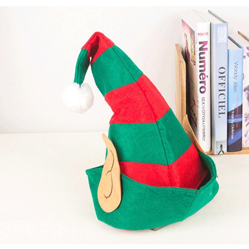46x36cm Santa Hat Green Adult Women Hat With Elf Ears Soft Non-Woven Christmas Ornament Home Party Costume Accessories