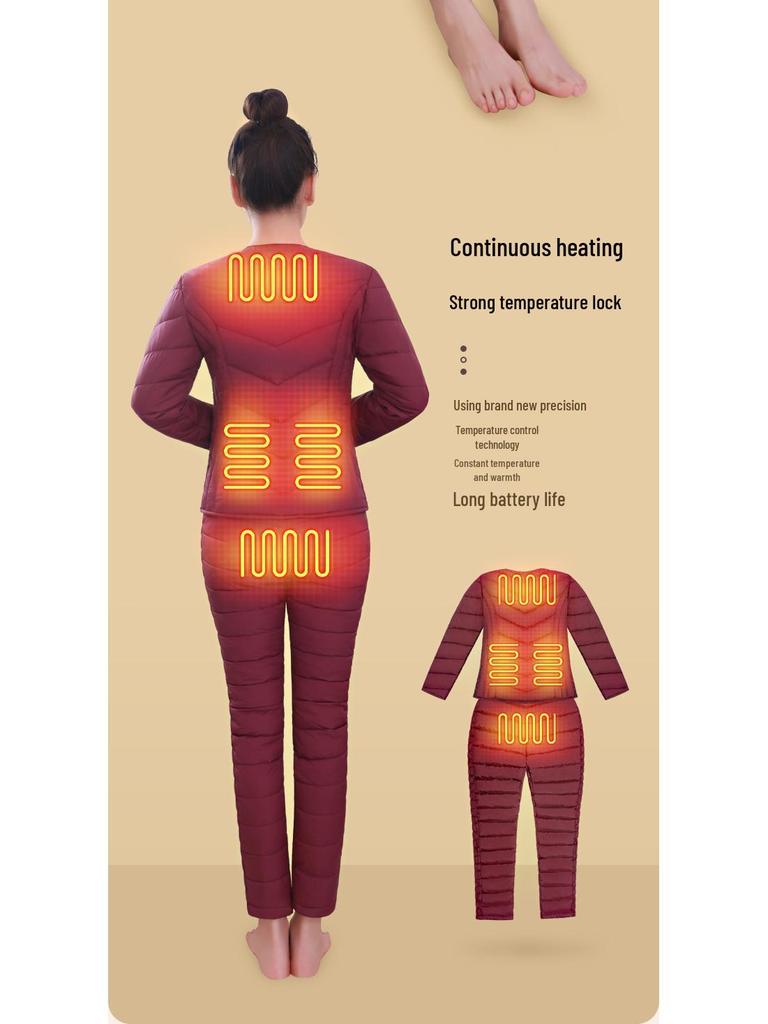 Carbon Fiber Heated Winter Cotton Clothing Set with Three-Speed Temperature Control