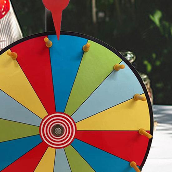 12-Inch Rainbow Prize Wheel with Eraser Pen 15 Slots Dry Erase Spinning Wheel with Stand DIY Fortune Spinner Tabletop Roulette Party Board Game Props