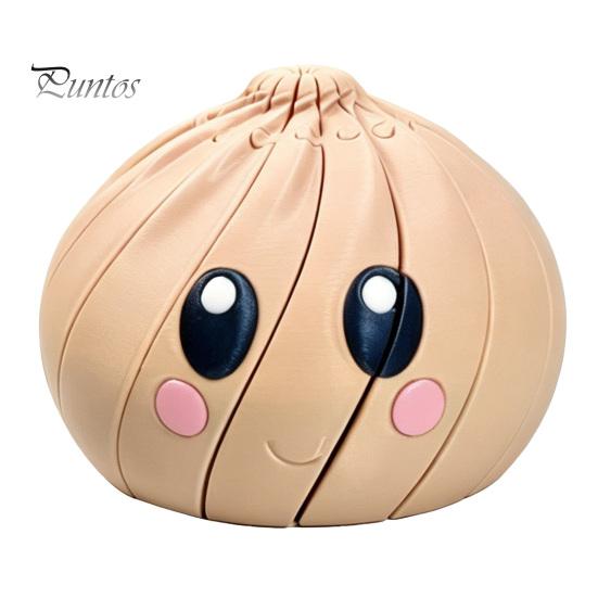Steamed Bun Toy 3D Printed Twisting Dumpling Toy, Slippery Cartoon Expression Anxiety Relief Articulated Spiral Rotating Dough Ball Fidget for Stress
