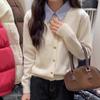 New Style Shirt Collar Stitching Sweater for Women Fashionable High-end Age-reducing Korean Style Design Top for Women In Spring and Autumn