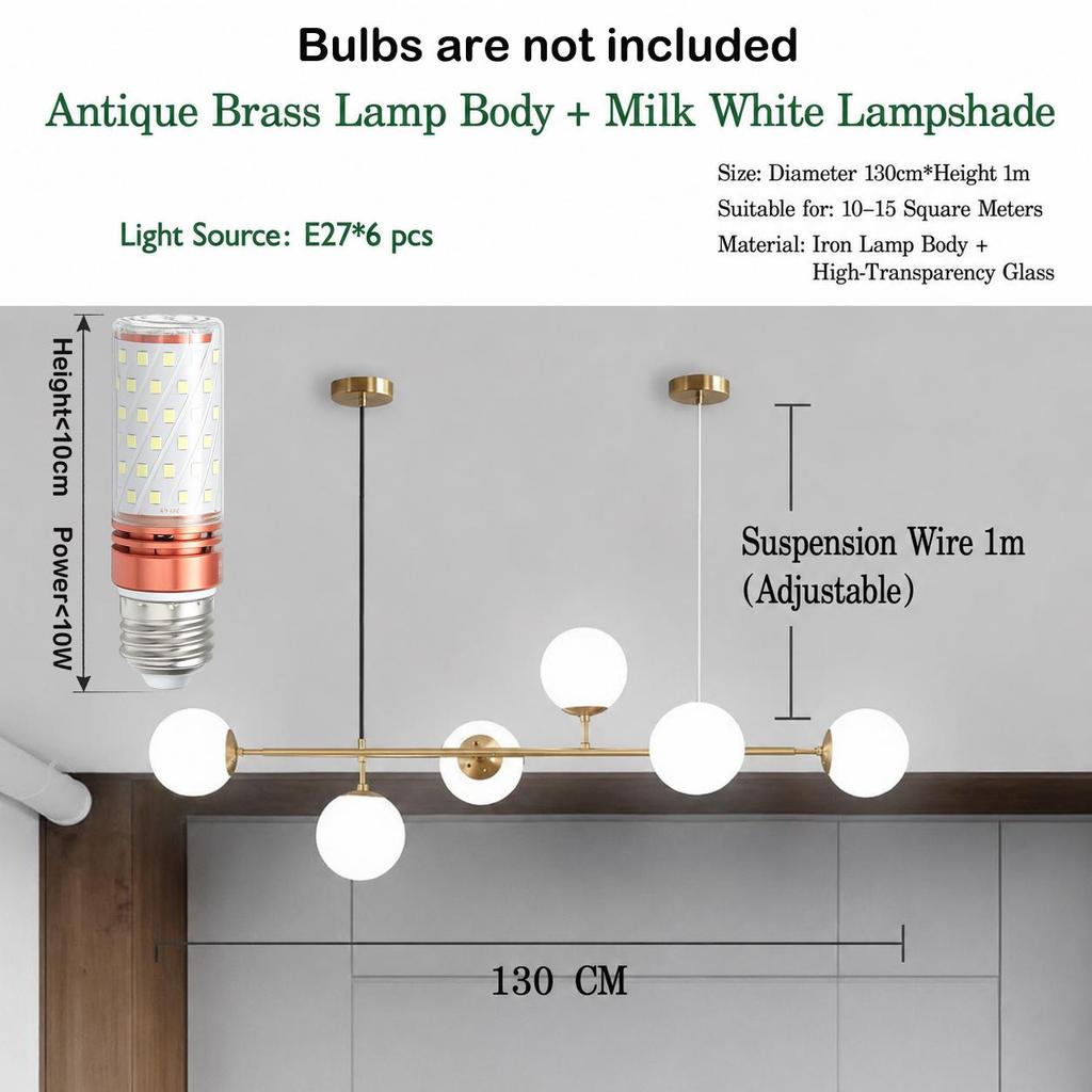 Modern Glass Ball Ceiling Chandelier for Table Dining Living Room Kitchen Island Pendant Lamp Home Decor Indoor Lighting Fixture