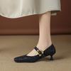 Krazing Pot Sheep Skin Summer Spring Autumn Stiletto Med Heels Leopard Women Square Toe Metal Decoration Shallow Pumps