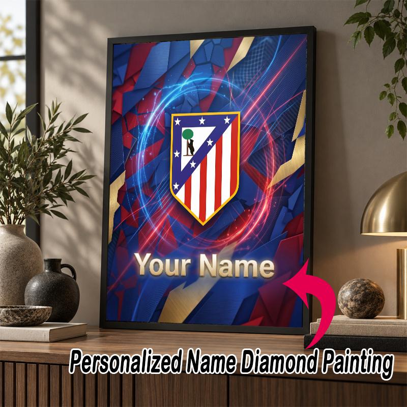 Custom Name Atletico Madrid 5D Diamond Painting Personalized Full Drill Diamond Art Kit Gift