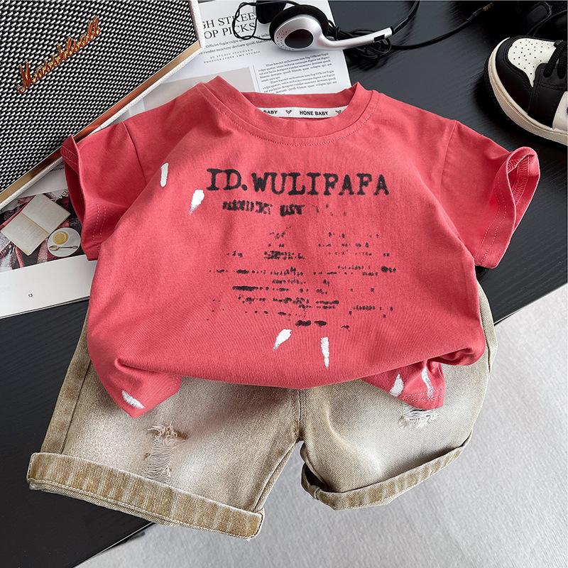 Jungen Sommerkleidungssets Kinder Freizeit T-Shirts + Shorts 2er-Set Sportanzug für Baby Trainingsanzüge Kinder Kurze Outfits