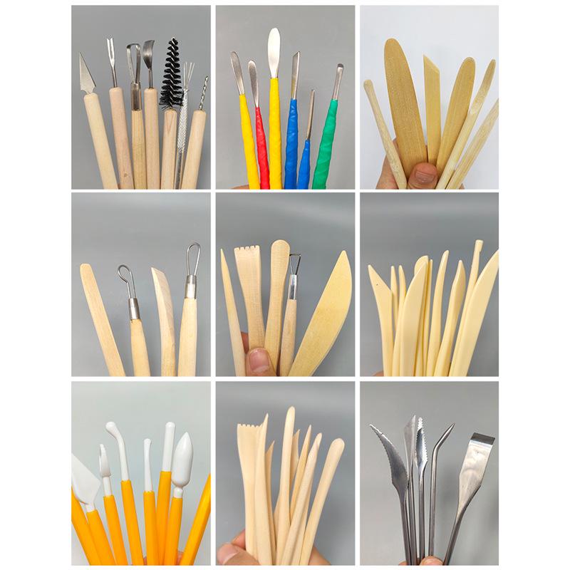 Bamboo Ceramic Clay Sculpting Tools: Multi-Piece Double-Headed Set for Kids