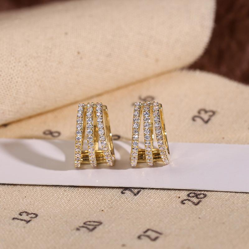 Exquisite Luxus Goldfarbene Ohrringe Naturkristall Zirkon Damen Beliebte Verlobungsgeschenke Schmuckzubehör