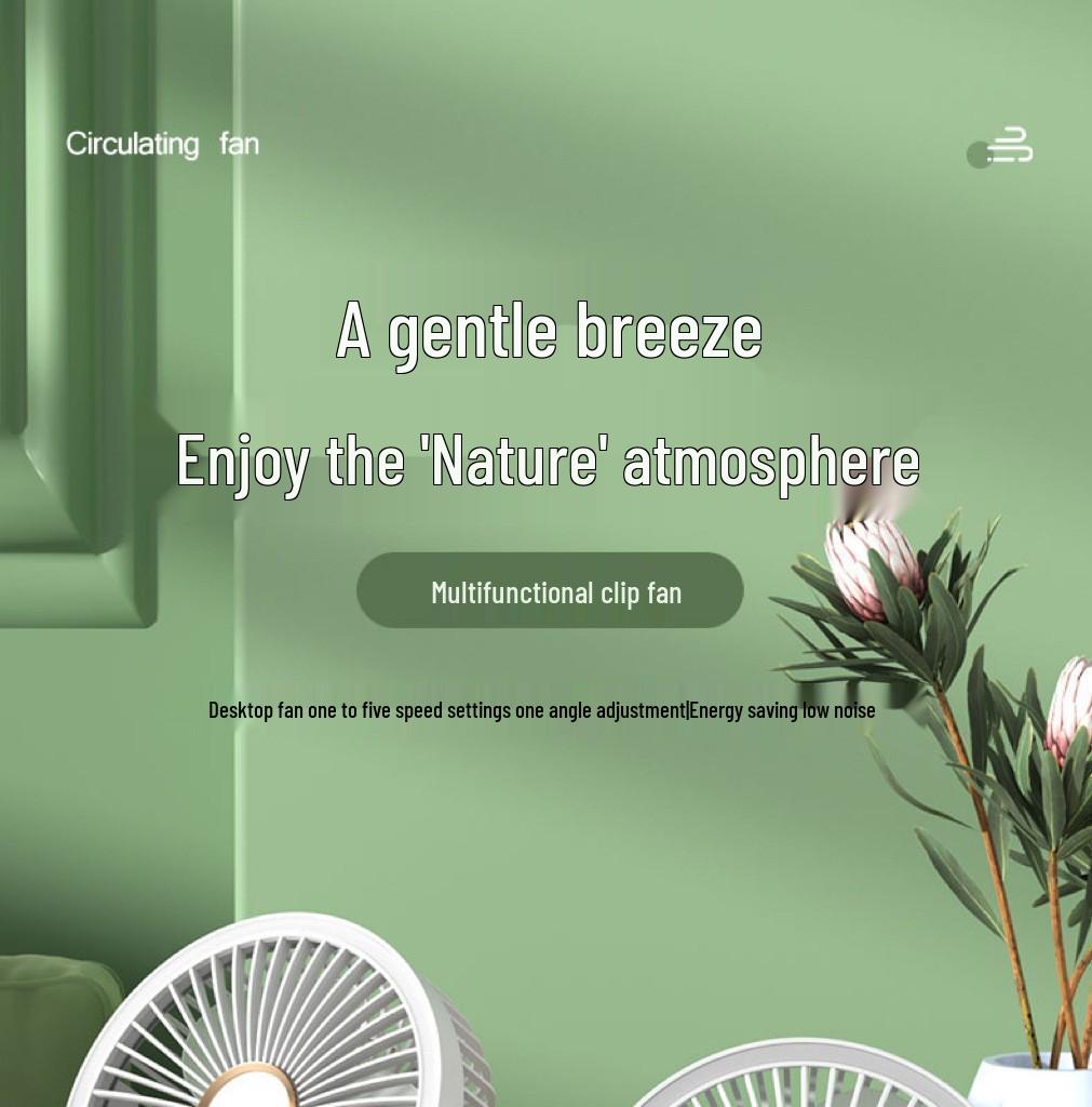 USB Rechargeable Portable Clip-On Desk Fan for Dorms