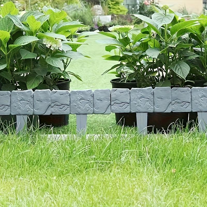 30pcs Durable Weather-Resistant Plastic Garden Boundary Fence | Interlocking Stone-Effect Mini Fence for Flower Beds