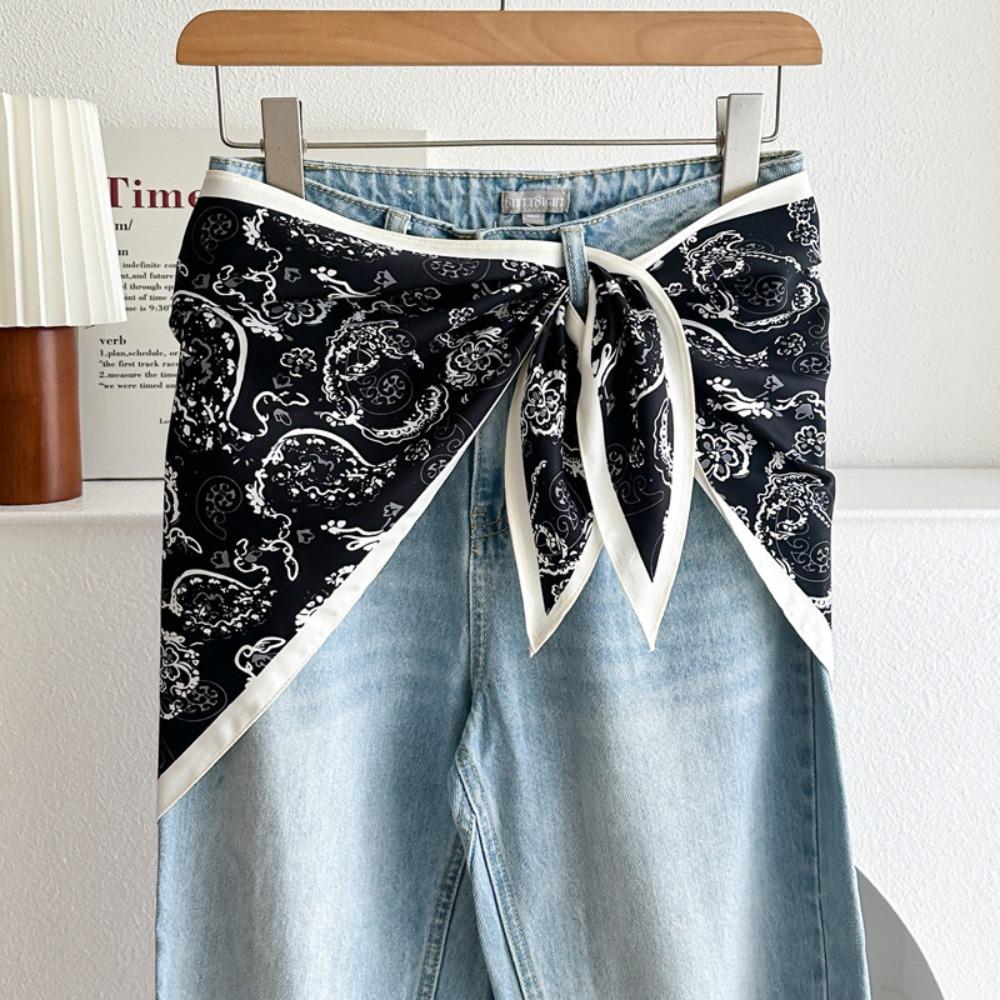 Retro Satin Silk Scarf Ethnic Style Literary Style Women s Waist Scarf Versatile Accessory Jeans Waist Accessory Women s Fashion