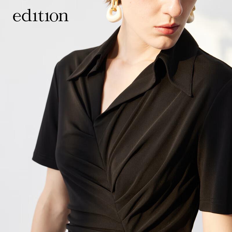 Edition Damen Elegantes Triacetat A-Linien Langhemdkleid