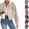 2025 Autumn/Winter Women's Slimming Corduroy Zip-Up Polo Collar Jacket