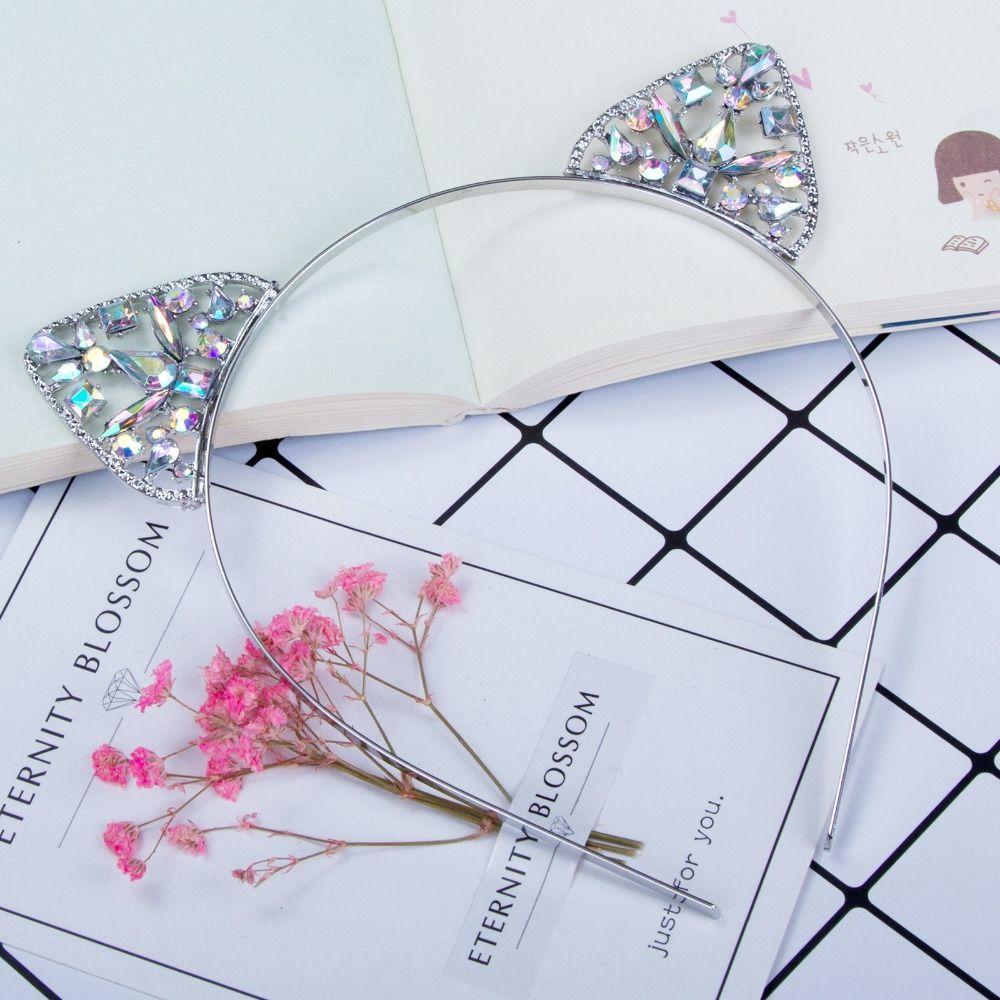 Kristall Metall Kopfschmuck Strass Haarband Katzenohr Haarband Mädchen Kostüm Party Cosplay
