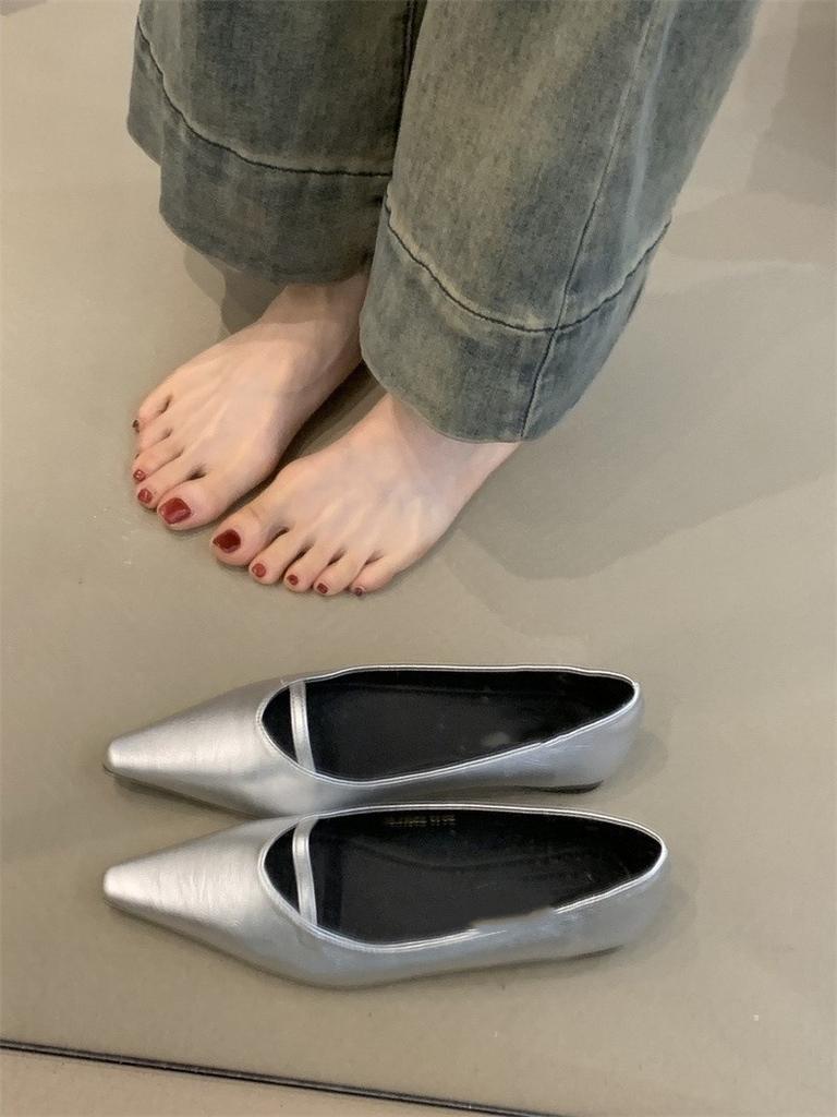 Gentle Single Shoes New Sweet Temperament Elegant Pointed Shallow Mouth Flat Shoes