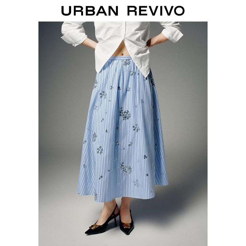 UR 2026 Women s Color-Block Sequin Stripe Skirt M