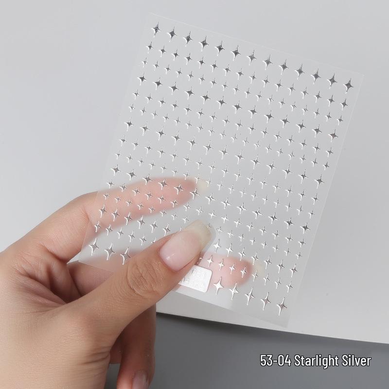 Aha Dreamy Star Nail Stickers - Cute Gold, Silver, Black & White Crescent Starburst Designs