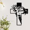 Iron Wall Cross Vintage Religious Artwork for Christian Home Decoration Living Room Entrance Sculpture