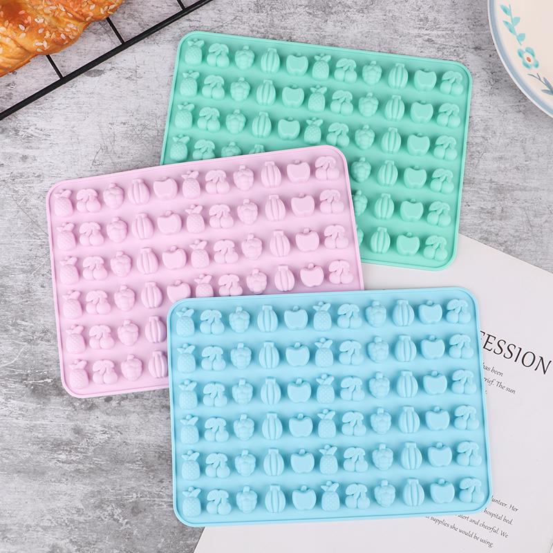 66 Holes Candy Fudge Silicone Mold Mini Chocolate Ice Cube Tray Fruit Shaped Non-Stick Soft Jelly Mold