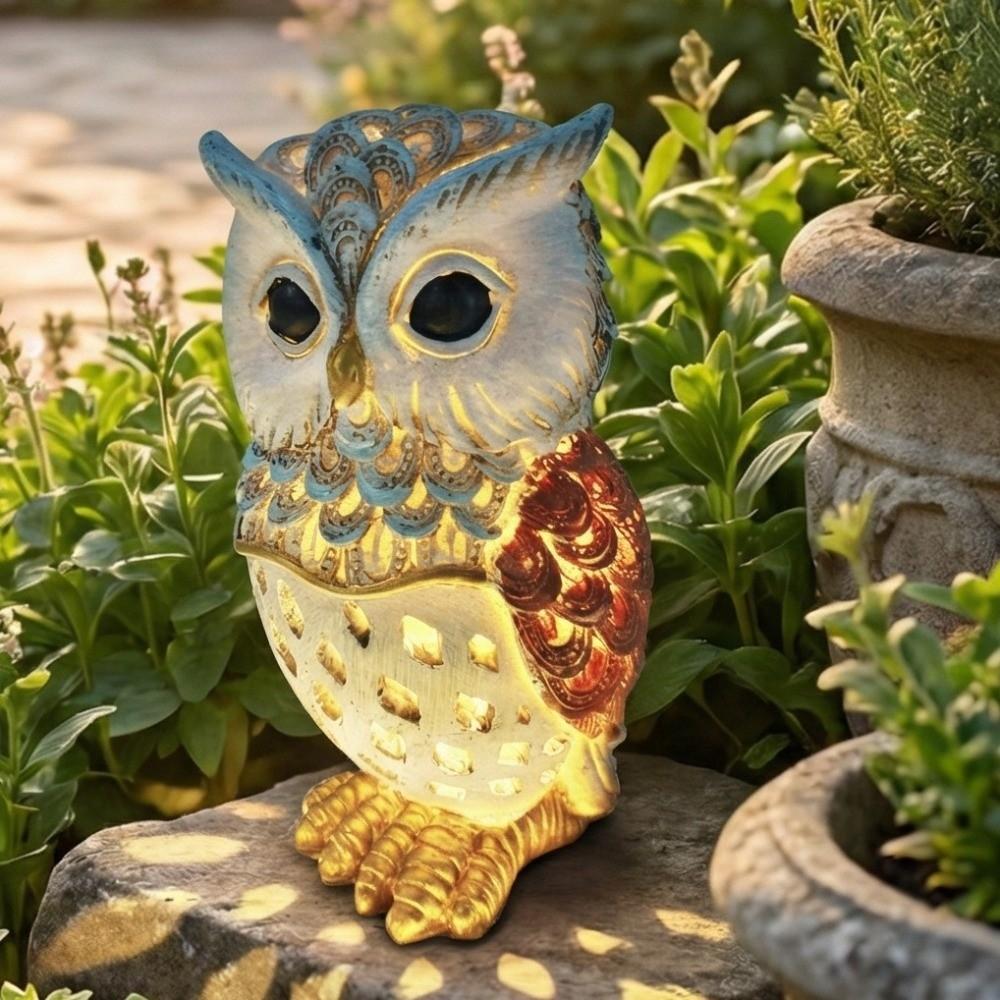 Animal Outdoor Projection Lamp Solar Powered Garden Decoration Lights Owl Resin Light  Courtyard