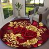 1pc Office Printed Round Carpet, Elegant Crimson Rose Petal Rug, Home Sofa Chair Mat For Christmas and Halloween Décor