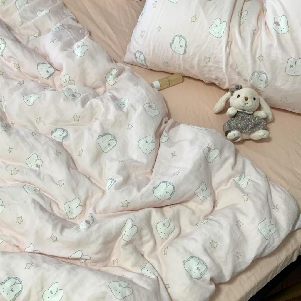 Live Broadcast Explosion Class A Maternal And Infant Grade Cotton Pure Cotton Double-Layer Yarn 4-Pcs Set Student Children'S Dormitory 3Pc Quilt Cover