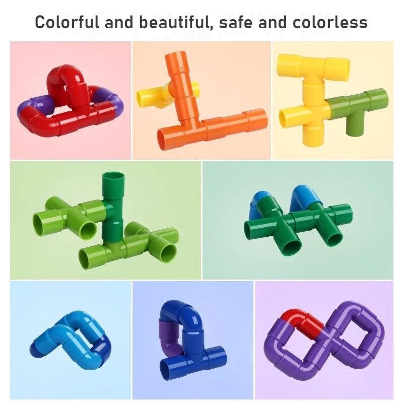 Diy 3D Water Pipe Building Blocks Kid Toys Marble Run Montessori Colorful Education Toy Assembling Parent-Child Birthday Gifts